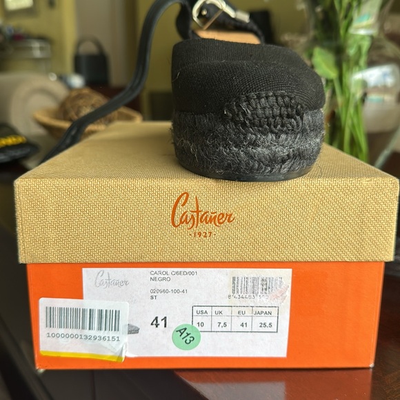 NWT Castaner wedged sandals with buckle size 10 black - Picture 7 of 7